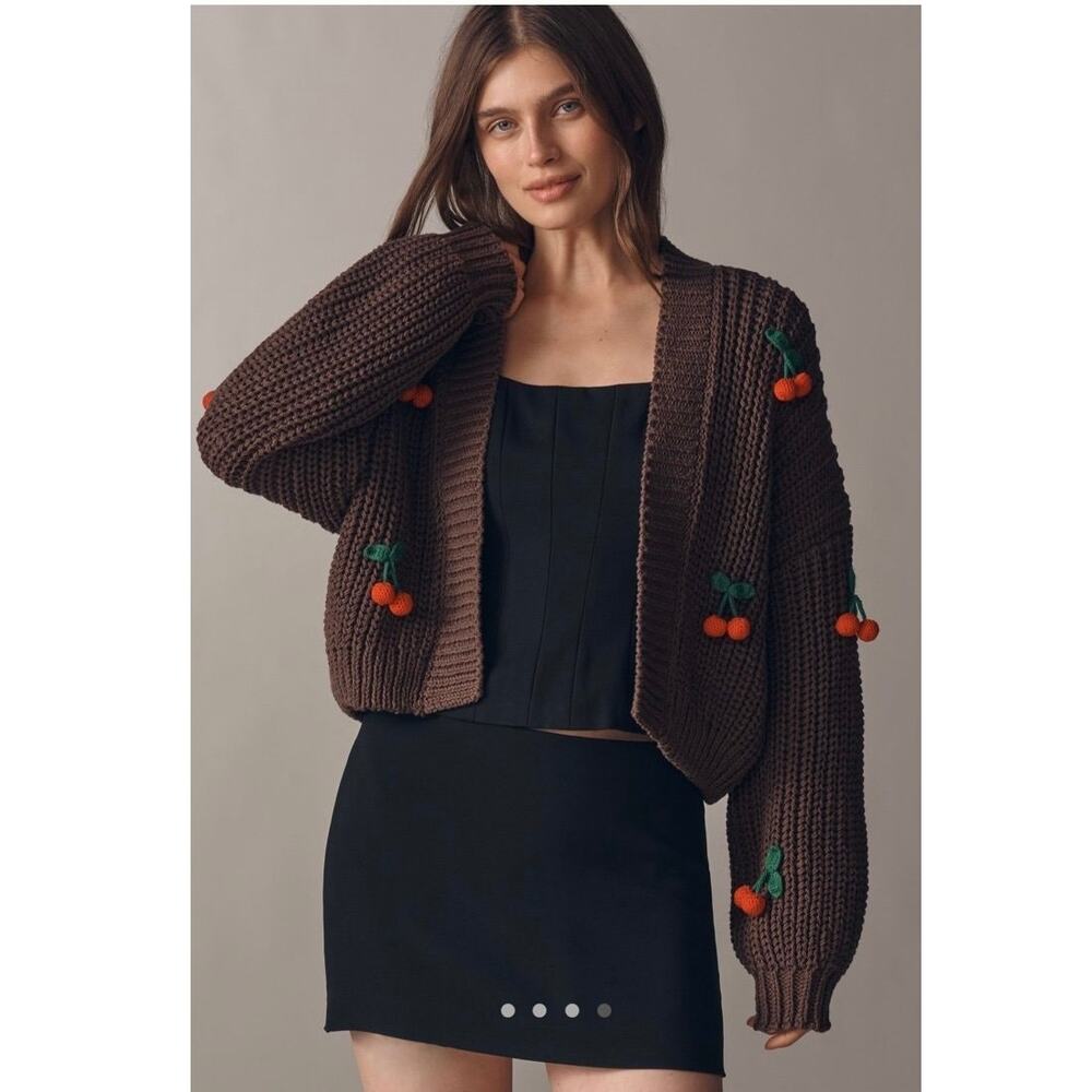 Anthropologie Maeve 3-D Cherry Cardigan NWT One Size